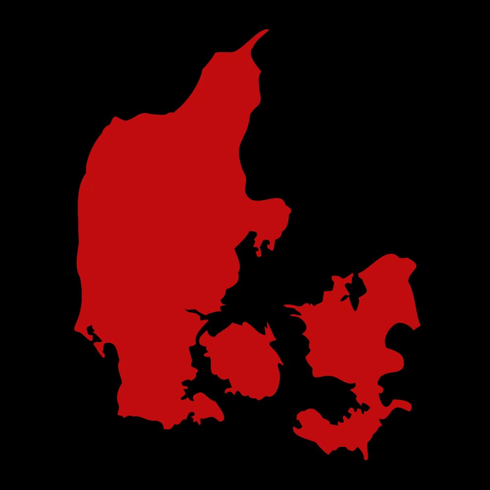 Kort over Danmark med Sjælland markeret